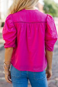 All Dolled Up Fuchsia Eyelet Blouse
