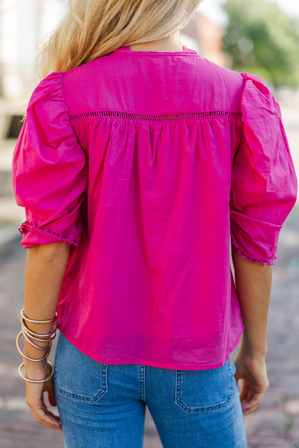 All Dolled Up Fuchsia Eyelet Blouse