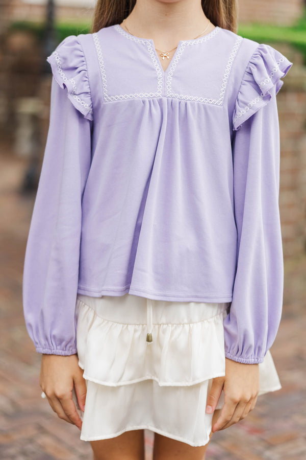Girls: Sweet To See You Lavender Babydoll Blouse