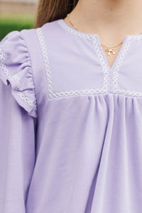 Girls: Sweet To See You Lavender Babydoll Blouse
