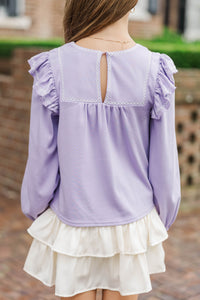 Girls: Sweet To See You Lavender Babydoll Blouse