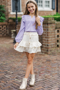 Girls: Sweet To See You Lavender Babydoll Blouse