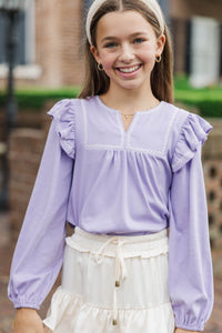 Girls: Sweet To See You Lavender Babydoll Blouse