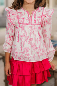 Girls: Among The Pines Pink Floral Blouse
