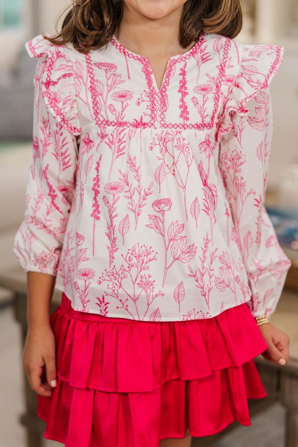 Girls: Among The Pines Pink Floral Blouse