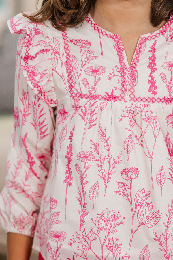 Girls: Among The Pines Pink Floral Blouse