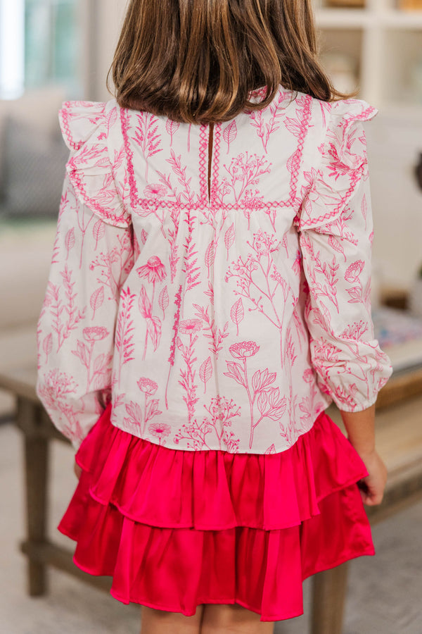 Girls: Among The Pines Pink Floral Blouse