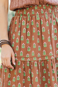 Own The Moment Brown Medallion Maxi Skirt