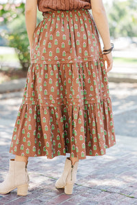 Own The Moment Brown Medallion Maxi Skirt