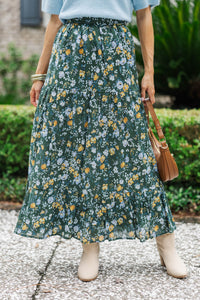 Start The Day Green Floral Maxi Skirt