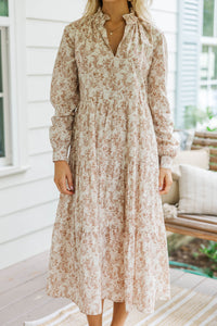 In Your Dreams Brown Toile Midi Dress
