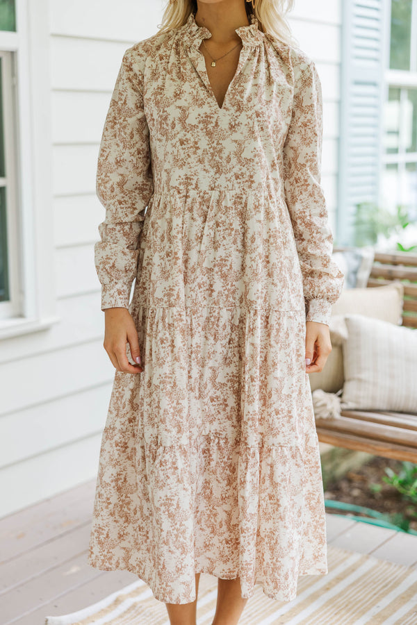 In Your Dreams Brown Toile Midi Dress