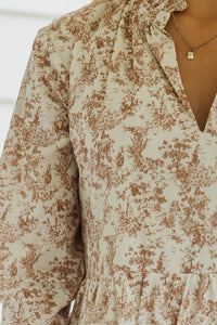 In Your Dreams Brown Toile Midi Dress