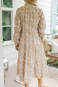 In Your Dreams Brown Toile Midi Dress