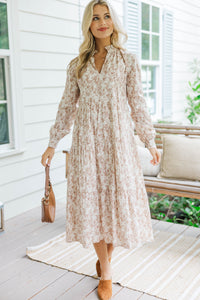 In Your Dreams Brown Toile Midi Dress