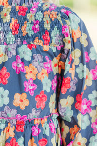 Girls: The Mariana Navy Floral Babydoll Dress