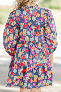 Girls: The Mariana Navy Floral Babydoll Dress