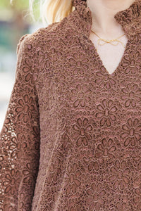 Always On My Mind Brown Textured Babydoll Dress