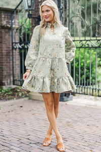 Always On My Mind Sage Brocade Babydoll Dress