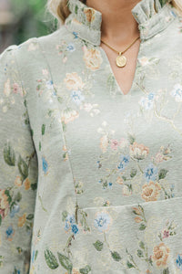 Always On My Mind Sage Brocade Babydoll Dress