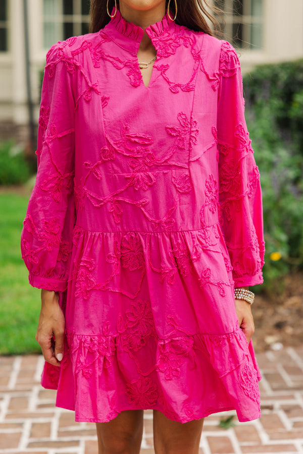 Always On My Mind Magenta Textured Babydoll Dress