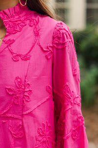 Always On My Mind Magenta Textured Babydoll Dress