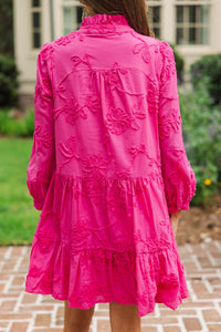 Always On My Mind Magenta Textured Babydoll Dress
