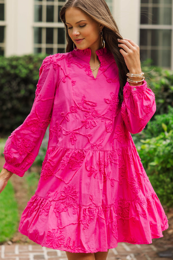 Always On My Mind Magenta Textured Babydoll Dress