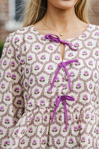 Great Days Ahead Magenta Floral Bow Blouse