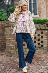 Great Days Ahead Magenta Floral Bow Blouse