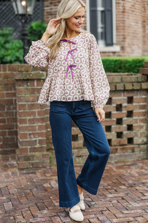 Great Days Ahead Magenta Floral Bow Blouse
