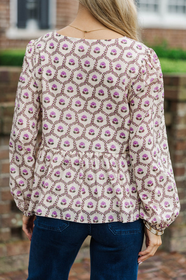 Great Days Ahead Magenta Floral Bow Blouse