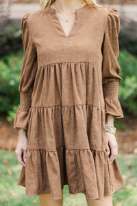 In Your Happy Place Brown Corduroy Dress