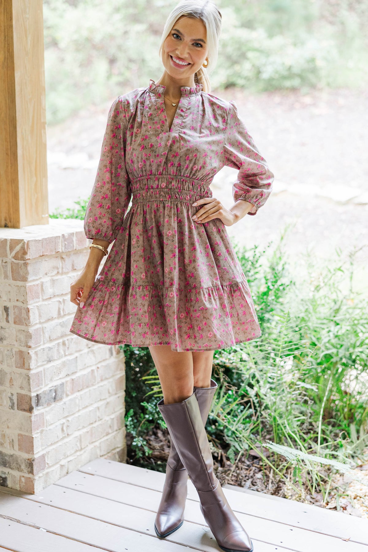 It's All Alright Brown Ditsy Floral Dress – Shop the Mint