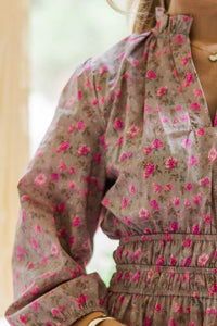 It's All Alright Brown Ditsy Floral Dress