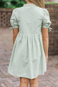 Girls: The Audrey Olive Green Striped Dress