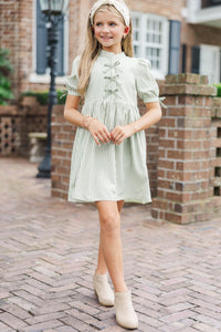 Girls: The Audrey Olive Green Striped Dress