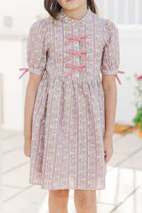 Girls: The Audrey Mauve Floral Dress