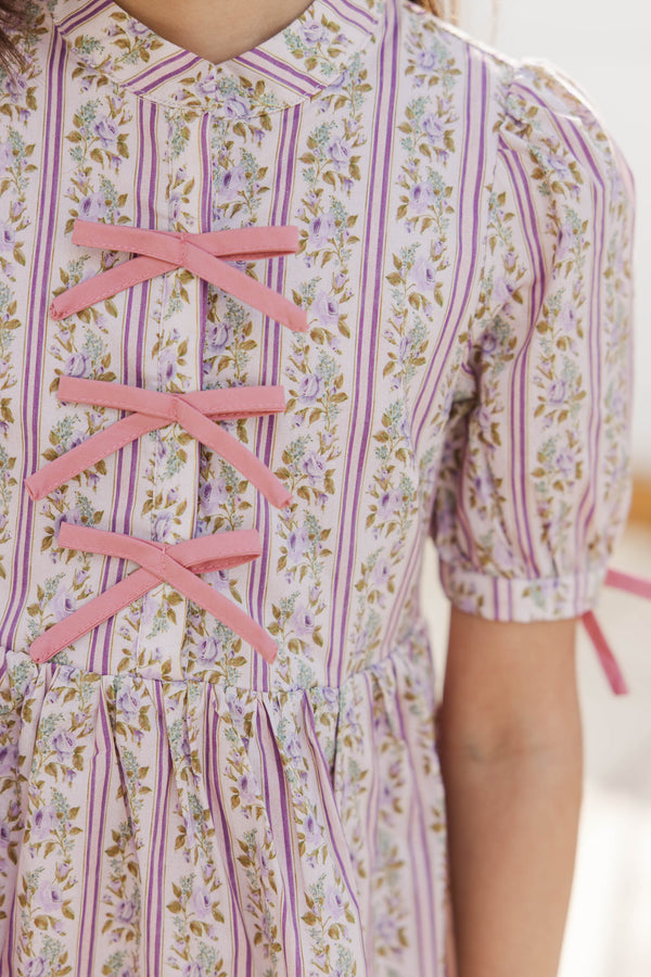 Girls: The Audrey Mauve Floral Dress