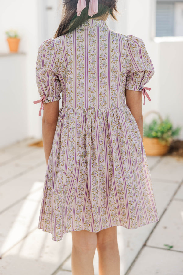 Girls: The Audrey Mauve Floral Dress