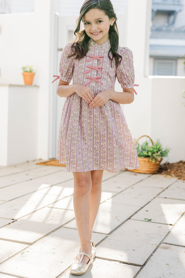 Girls: The Audrey Mauve Floral Dress