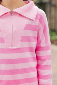 Girls: The Aria Pink Striped Pullover