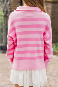 Girls: The Aria Pink Striped Pullover