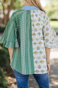 All That You Need Blue Medallion Blouse