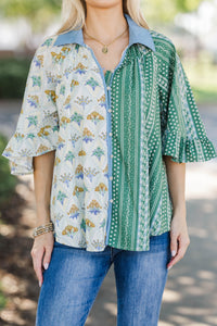 All That You Need Blue Medallion Blouse