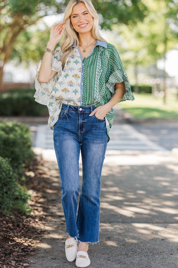 All That You Need Blue Medallion Blouse