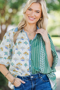 All That You Need Blue Medallion Blouse