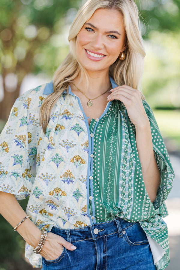 All That You Need Blue Medallion Blouse