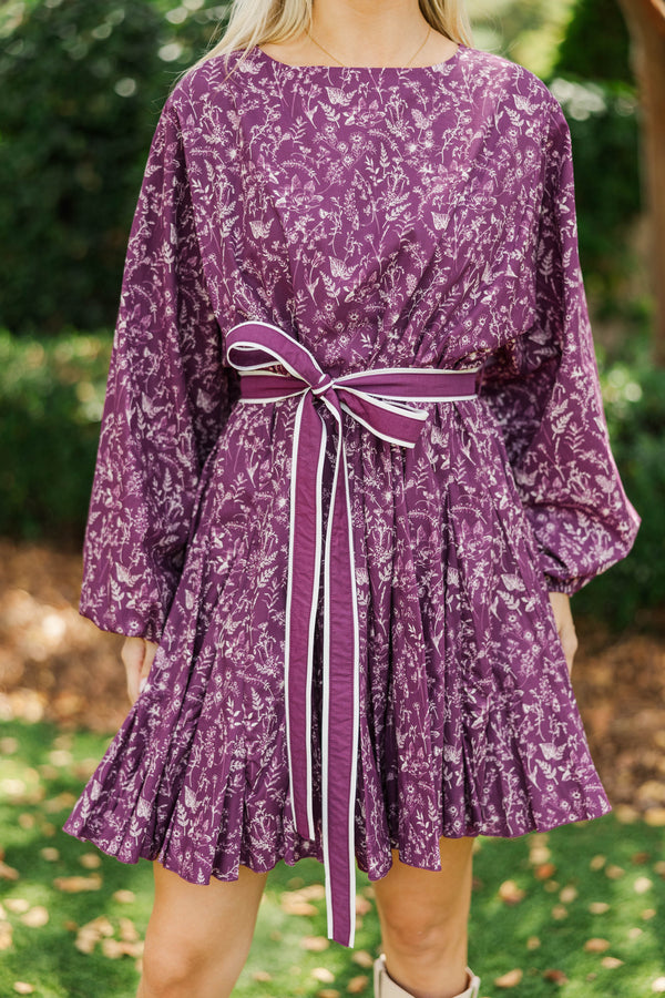 Stay Close Plum Toile Dress