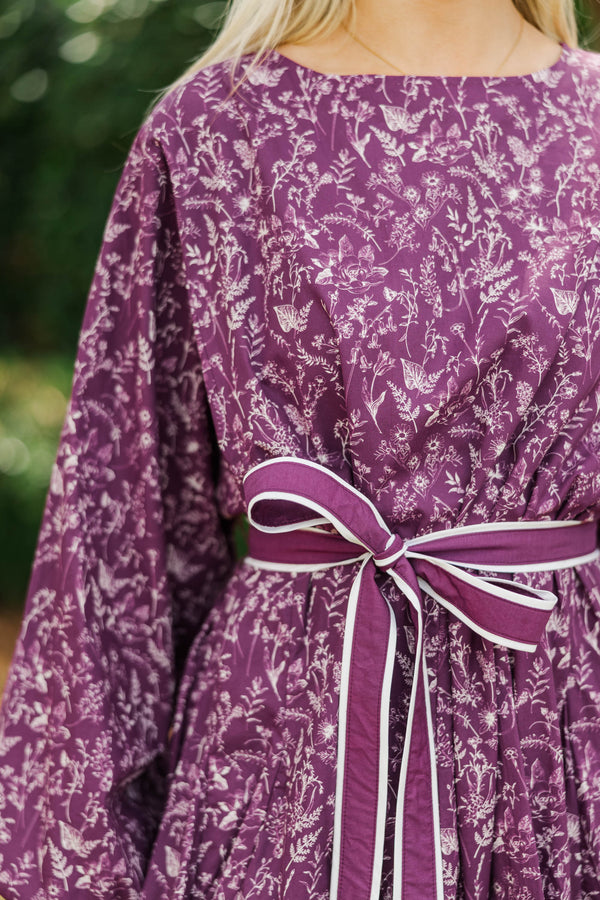 Stay Close Plum Toile Dress